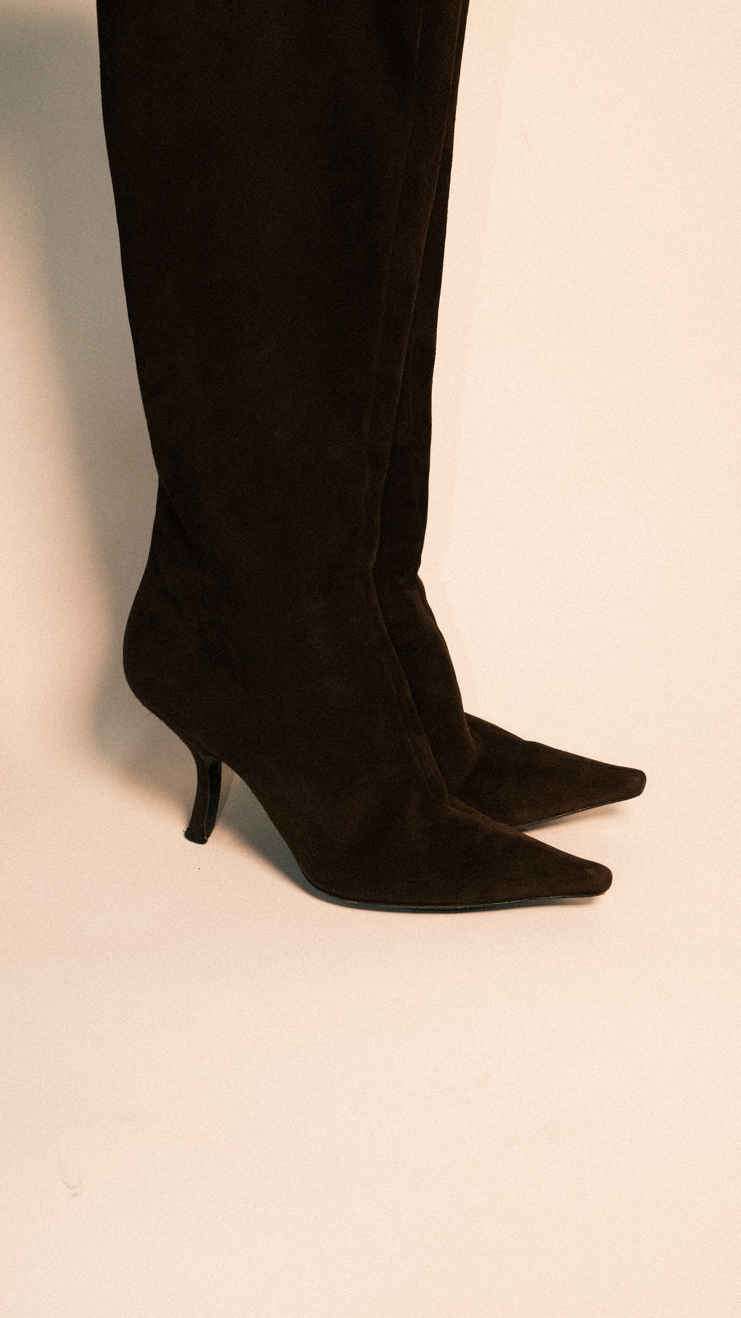 Prada Brown Suede Curved Heel Boot EU 39