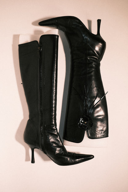 Chanel Camellia Leather Boot