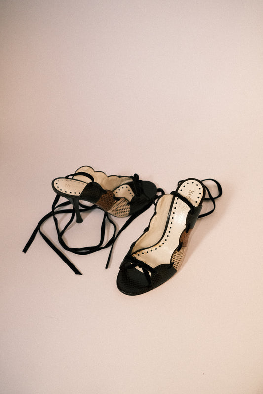 YSL Exotic Leather Strappy Heels EU 36